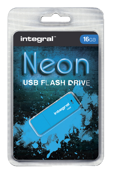 USB-stick 2.0 Integral 16GB neon blauw USB-stick 2.0 Integral 16GB neon blauw