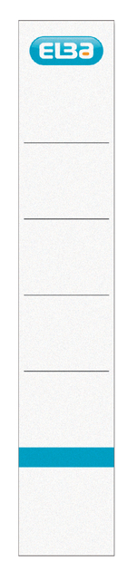 Rugetiket Elba smal 34x190mm zelfklevend wit/blauw 10 stuks Rugetiket Elba smal 34x190mm zelfklevend wit/blauw 10 stuks