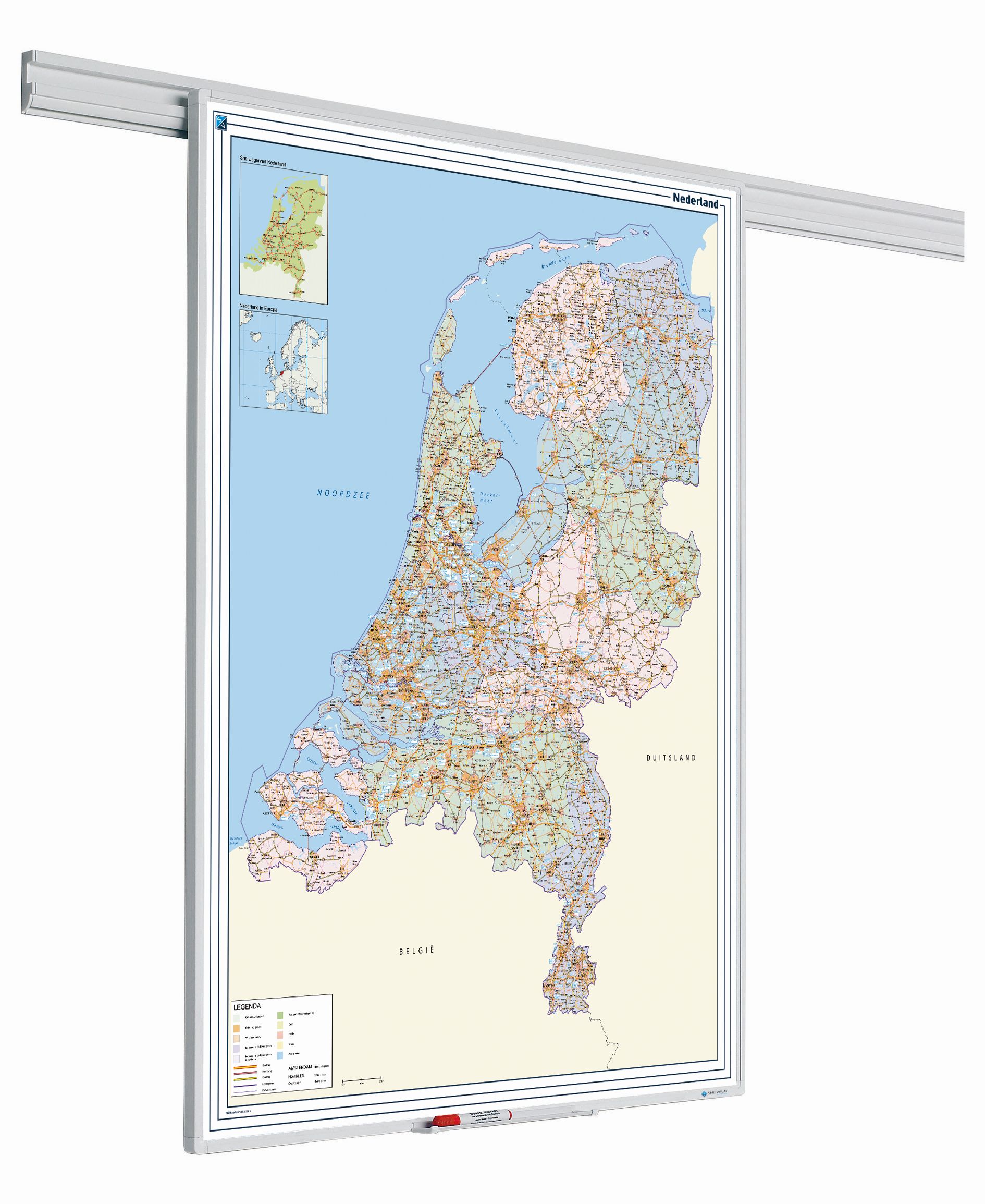 PartnerLine Rail landkaart whiteboard Nederland - 130x100 cm PartnerLine Rail landkaart whiteboard Nederland - 130x100 cm