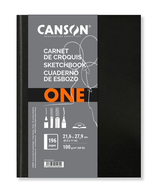 Schetsboek Canson Art Book One hardcover 98vel 100gr 216x279mm wit Schetsboek Canson Art Book One hardcover 98vel 100gr 216x279mm wit