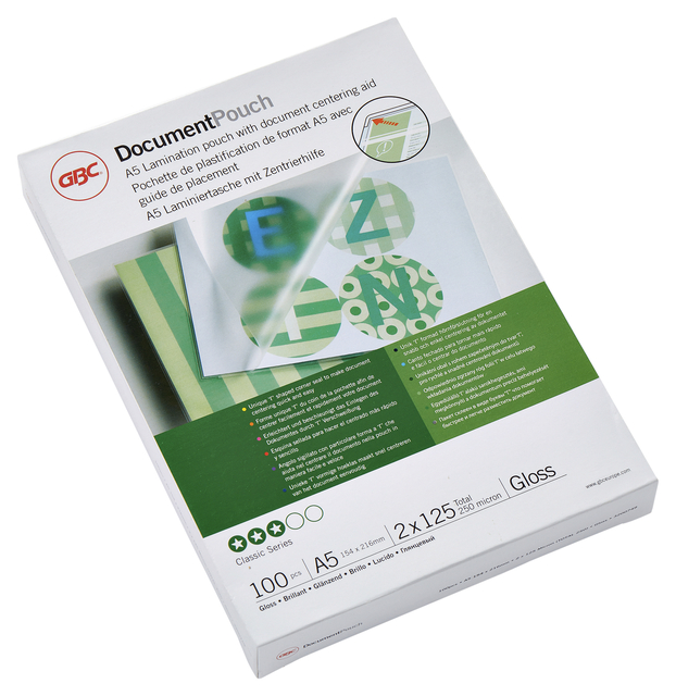 Lamineerhoes GBC A5 2x125micron 100 stuks Lamineerhoes GBC A5 2x125micron 100 stuks