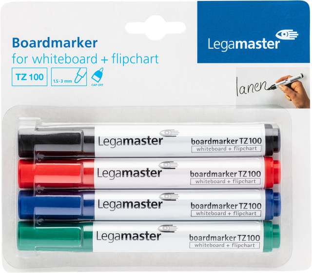 Whiteboardmarker Legamaster TZ 100 rond 1.5-3mm assorti blister à 4 stuks Whiteboardmarker Legamaster TZ 100 rond 1.5-3mm assorti blister à 4 stuks
