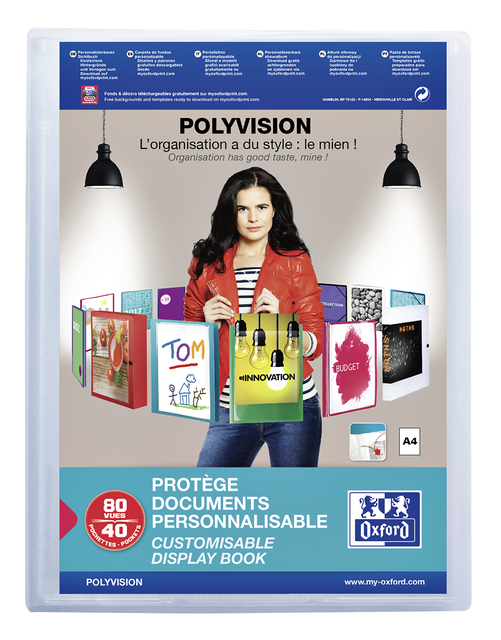 Showalbum Oxford Polyvision A4 40-tassen PP transparant Showalbum Oxford Polyvision A4 40-tassen PP transparant
