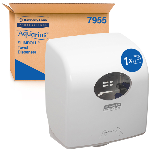 Handdoekroldispenser Kimberly Clark Aquarius Slimroll wit 7955 Handdoekroldispenser Kimberly Clark Aquarius Slimroll wit 7955