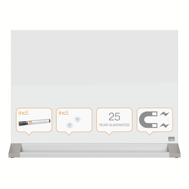 Desktop glasbord Nobo vrijstaand magnetisch 58,5x44,7cm