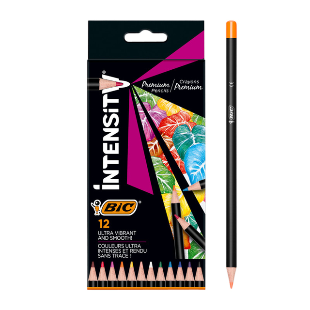 Kleurpotloden Bic Intensity Premium assorti etui à 12 stuks Kleurpotloden Bic Intensity Premium assorti etui à 12 stuks