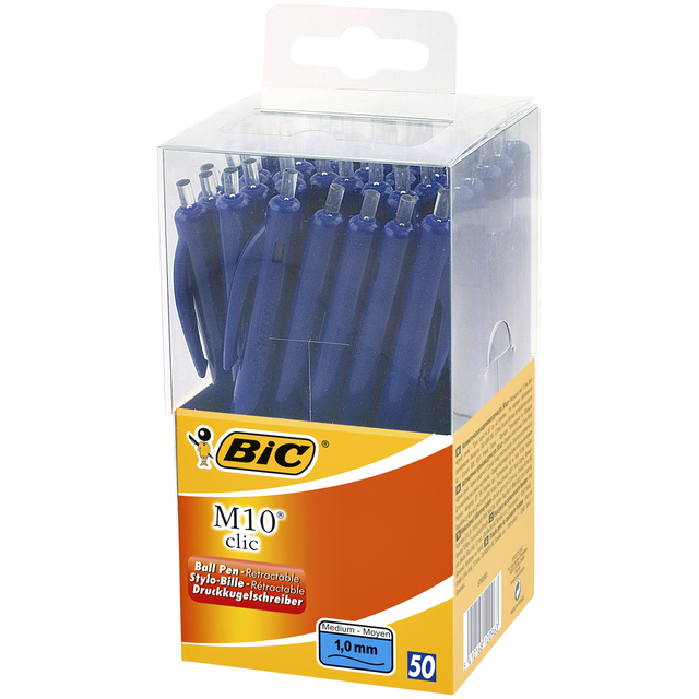 Balpen Bic M10 medium blauw in tubo verpakking Balpen Bic M10 medium blauw in tubo verpakking