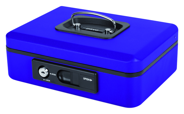 Geldkist Pavo Deluxe 250x180x90mm blauw Geldkist Pavo Deluxe 250x180x90mm blauw