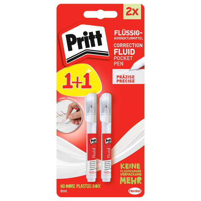 Correctiepen Pritt fluid 8ml blister a 1+1 Correctiepen Pritt fluid 8ml blister a 1+1