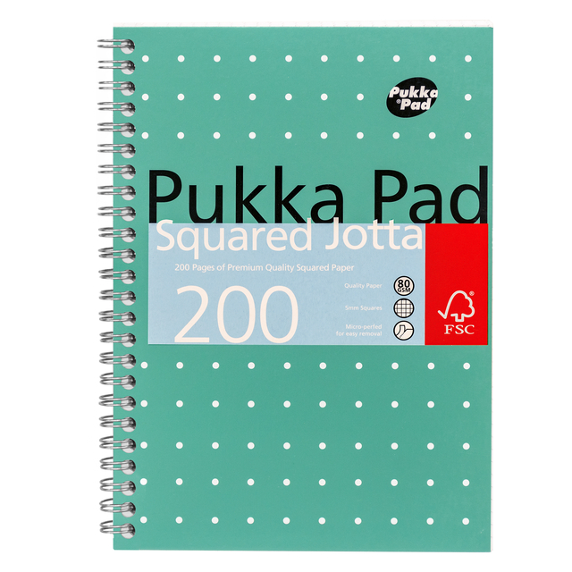Notitieboek Pukka Pad Jotta A5 ruit 5x5mm 200 pagina's 80gr groen Notitieboek Pukka Pad Jotta A5 ruit 5x5mm 200 pagina's 80gr groen