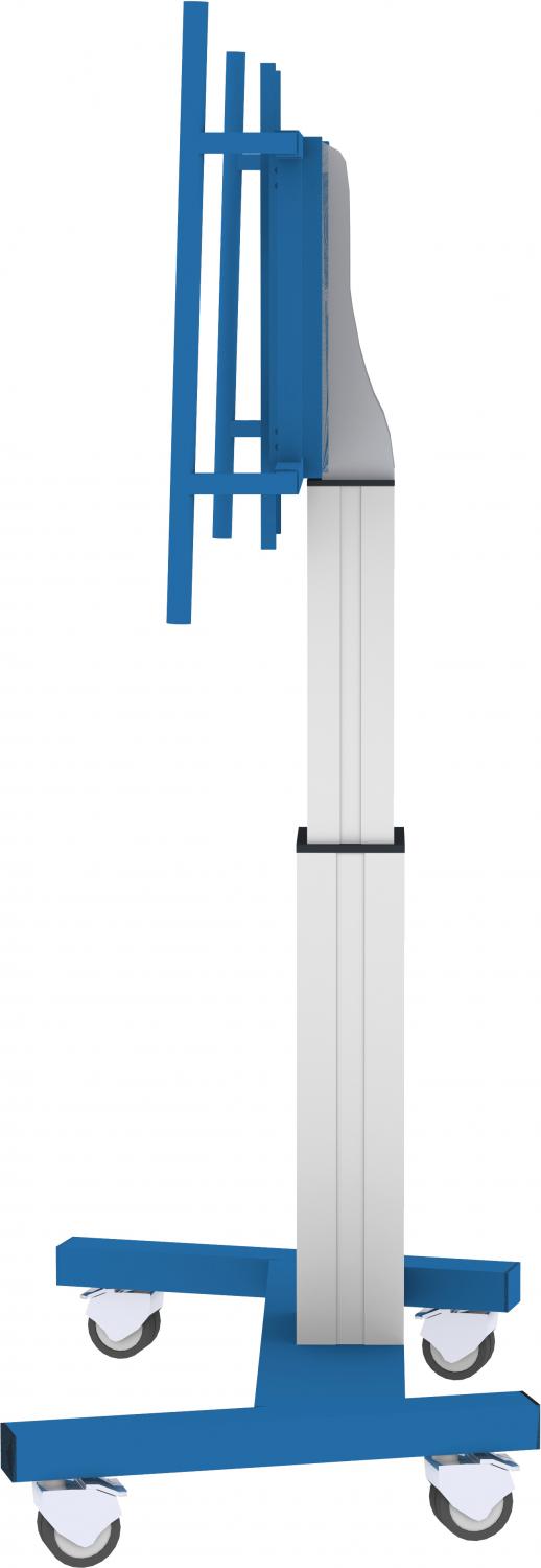 Elektrisch in hoogte verstelbare mobiele monitorstandaard Jolli in blauw met 50 cm slag Elektrisch in hoogte verstelbare mobiele monitorstandaard Jolli in blauw met 50 cm slag