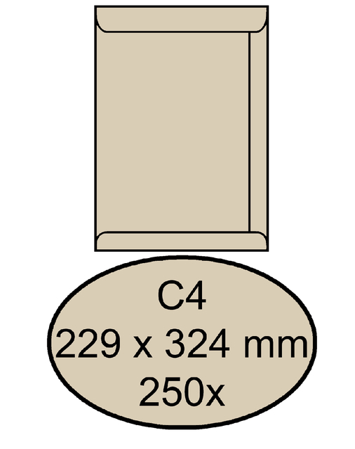 Envelop Quantore akte C4 229x324mm creme kraft 250 stuks Envelop Quantore akte C4 229x324mm creme kraft 250 stuks