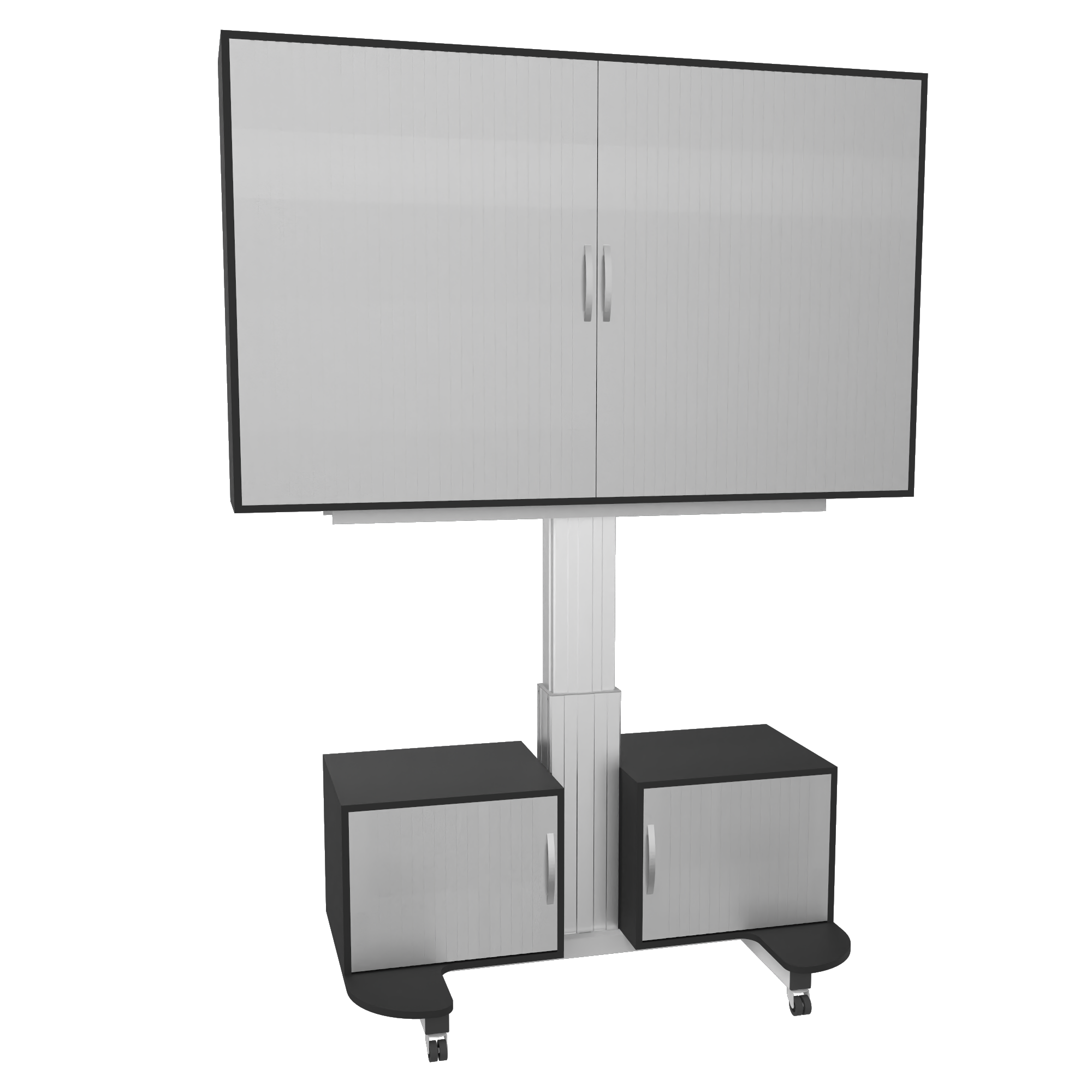 Elektrisch in hoogte verstelbare verrijdbare TV rolgordijnkast voor 60 tot 65 inch monitoren