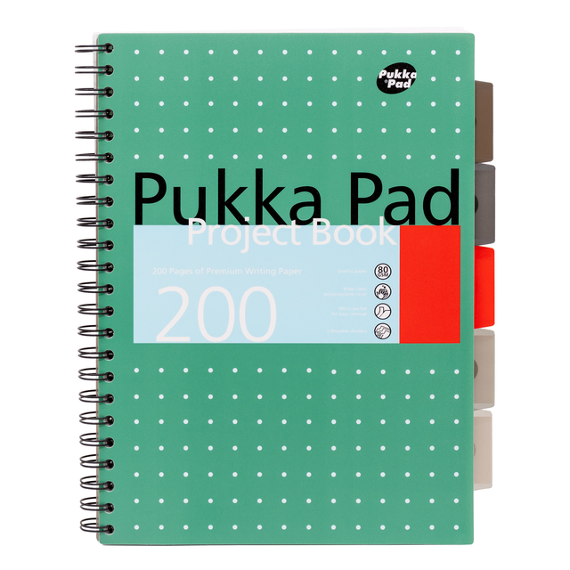 Projectboek Pukka Pad Metallic A4 lijn 5-tabs 200 pagina's 80gr groen Projectboek Pukka Pad Metallic A4 lijn 5-tabs 200 pagina's 80gr groen