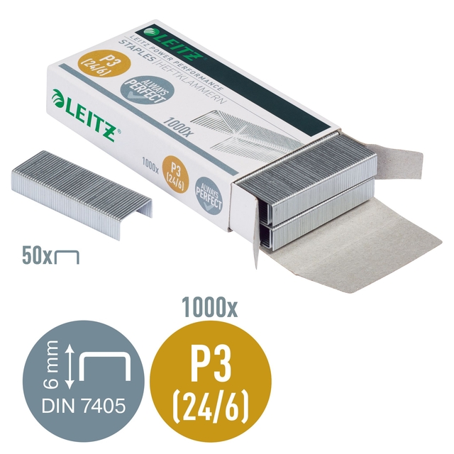 Nieten Leitz 24/6 verzinkt 1000 stuks
