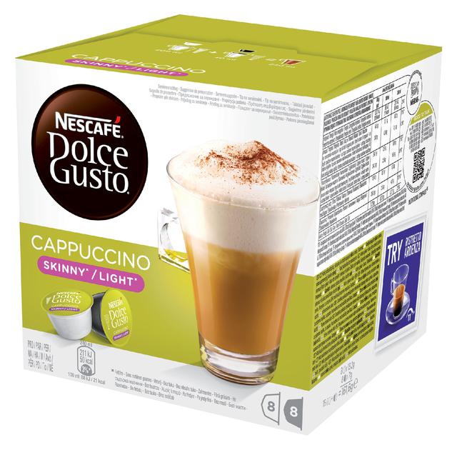 Koffiecups Dolce Gusto cappuccino light 16 stuks voor 8 kopjes