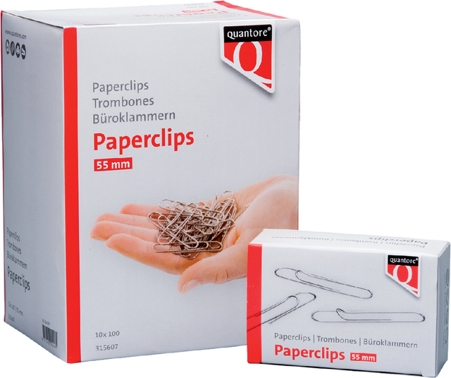 Paperclip Quantore R50 55mm lang 100 stuks Paperclip Quantore R50 55mm lang 100 stuks