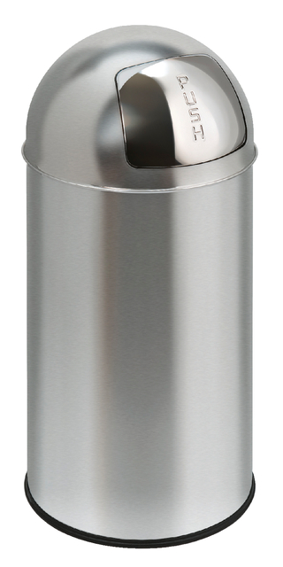 Afvalbak Pushcan met pushdeksel 40liter mat RVS Afvalbak Pushcan met pushdeksel 40liter mat RVS