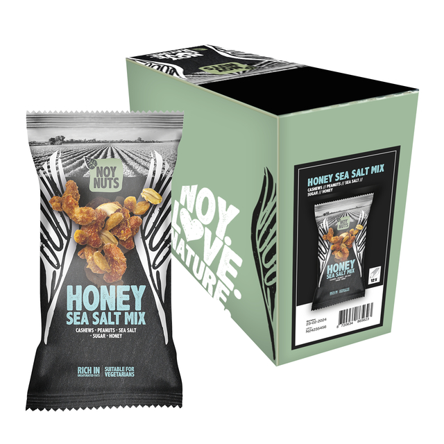 Noten NoyNuts honey sea salt mix zak 45 gram Noten NoyNuts honey sea salt mix zak 45 gram