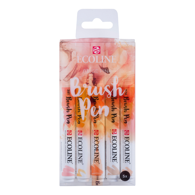 Brushpen Talens Ecoline set à 5 stuks beige roze