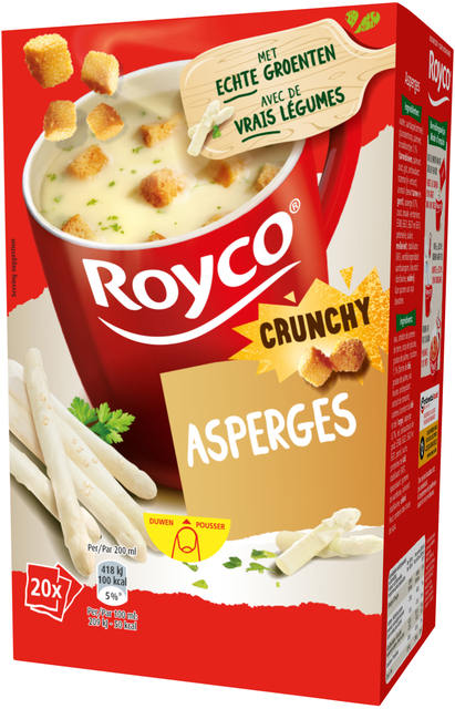 Soep Royco crunchy asperges 20 zakjes Soep Royco crunchy asperges 20 zakjes