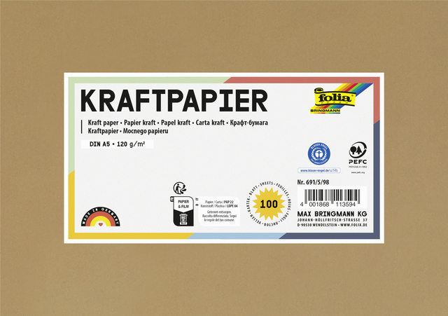 Kraftpapier Folia A5 120gr 100 vel