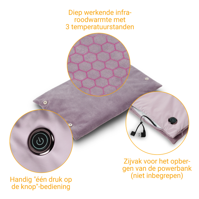 kussen, verwarmingskussen, usb-oplaadbaar, magnetische verwarming, infra-red heat