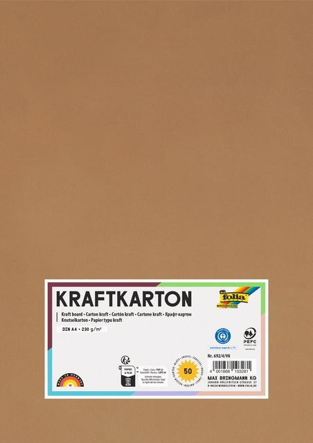 Kraftpapier Folia A4 230gr 50 vel Kraftpapier Folia A4 230gr 50 vel