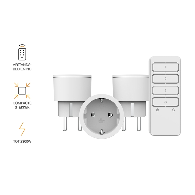 stekker, wandcontact, tijdelijk, afstandsbediening, 2300W