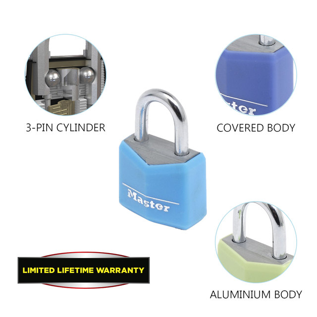 Hangslot MasterLock 4 assorti alu 20mm 4 stuks