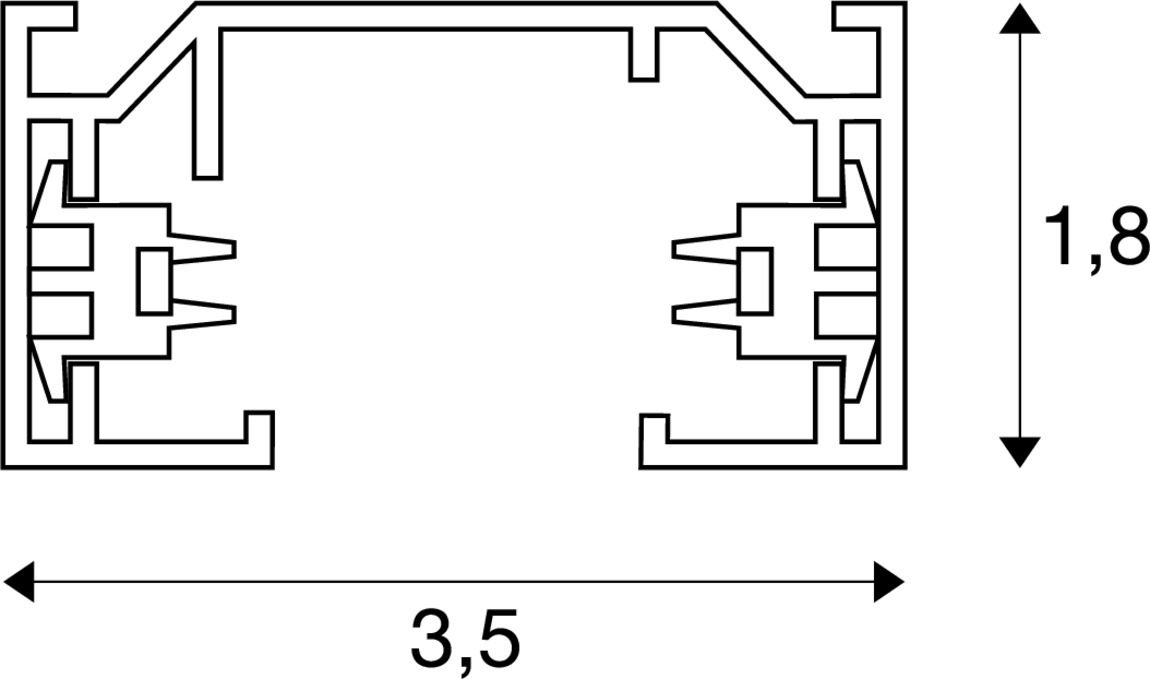 1-Fase Spanningsrail wit 2m