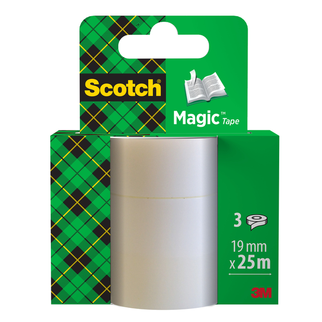 Plakband Scotch Magic 819 19mmx25m onzichtbaar 3 rollen Plakband Scotch Magic 819 19mmx25m onzichtbaar 3 rollen