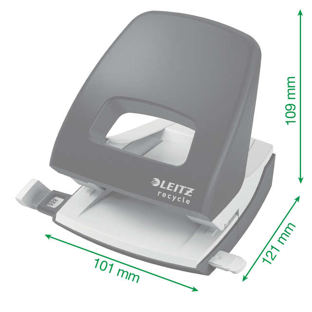 trommelstempel, perforator, kantoor, afmetingen, grijze kleur