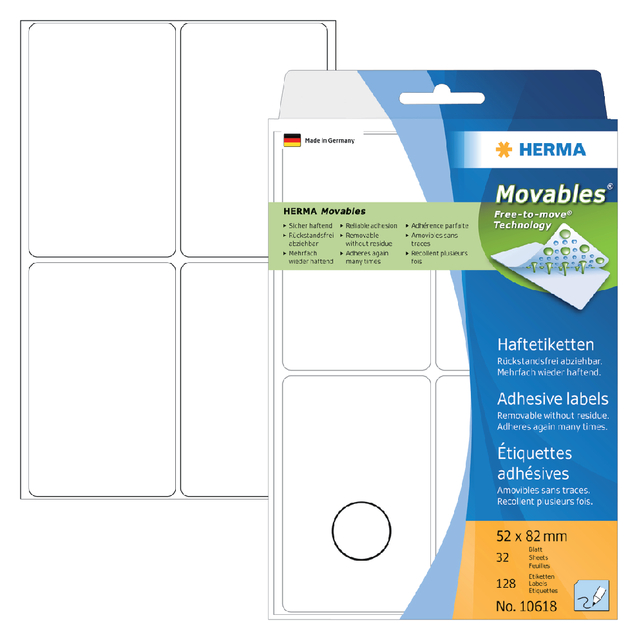 vinyl labels, adhesive labels, sheet labels, 78x52 mm, repositionable