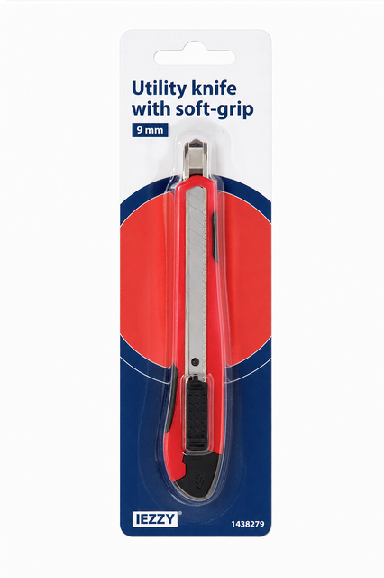 utility knife, soft-grip, 9 mm, blade, retractable