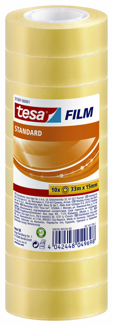 Plakband tesafilm® Standaard 33mx15mm krimp transparant 10 rollen Plakband tesafilm® Standaard 33mx15mm krimp transparant 10 rollen