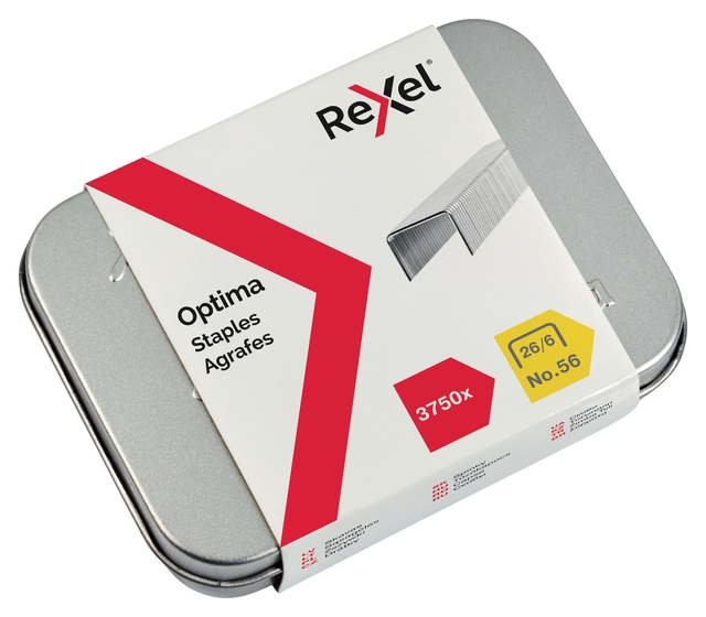 Nieten Rexel Optima nr56 26/6 gegalvaniseerd 3750 stuks Nieten Rexel Optima nr56 26/6 gegalvaniseerd 3750 stuks