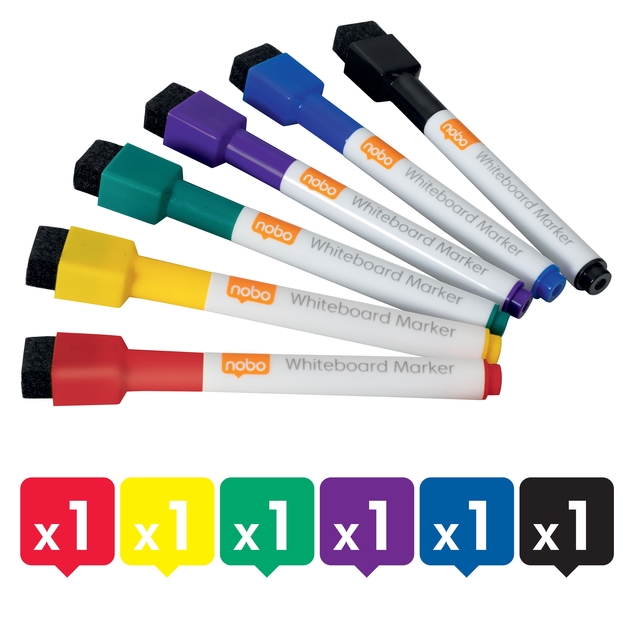 Whiteboardmarker Nobo mini assorti 6 stuks