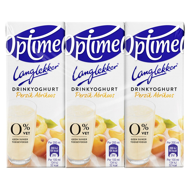 Drinkyoghurt Optimel Langlekker perzik abrikoos 20cl Drinkyoghurt Optimel Langlekker perzik abrikoos 20cl