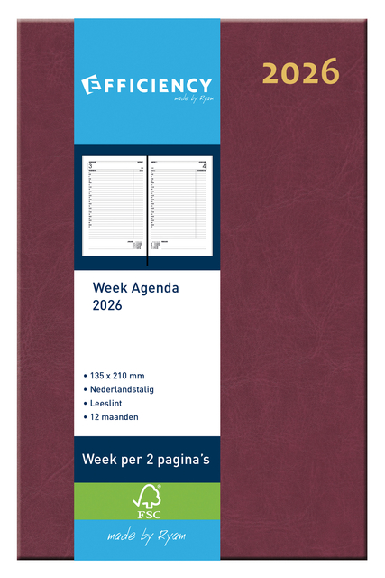 Agenda 2026 Ryam Efficiency Baladek 7dagen/2pagina's bordeaux Agenda 2026 Ryam Efficiency Baladek 7dagen/2pagina's bordeaux