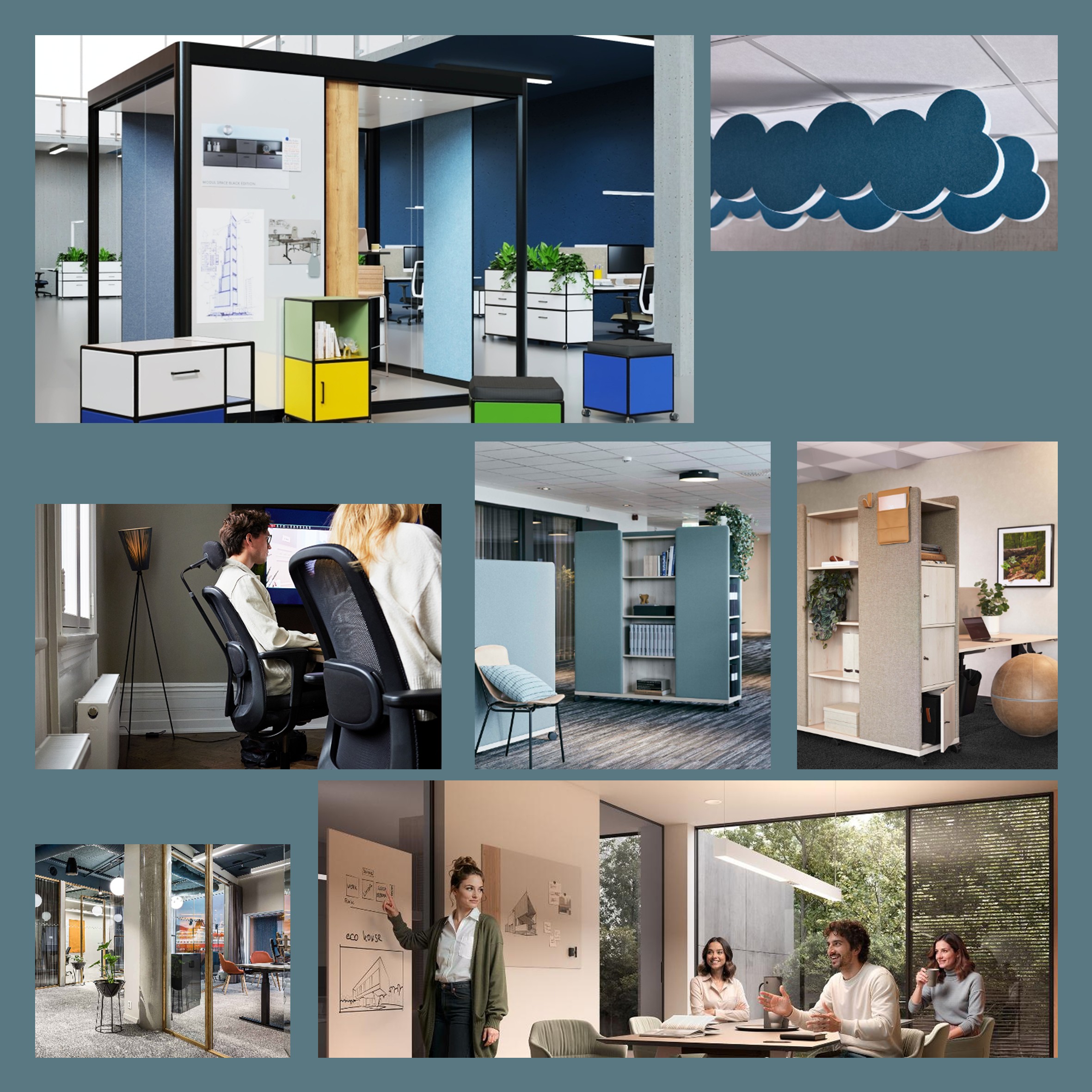 kantoor, meubilair, kasten, bureau, decoratie