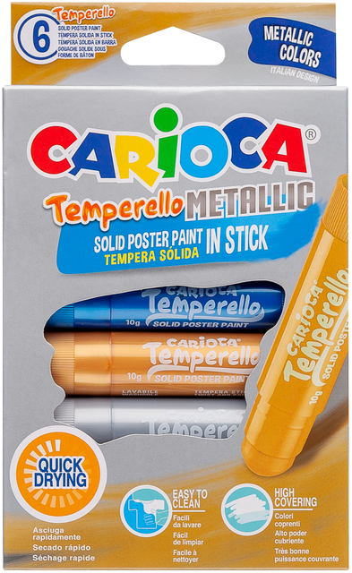 Verfstift Carioca Temperello set à 6 metallickleuren Verfstift Carioca Temperello set à 6 metallickleuren