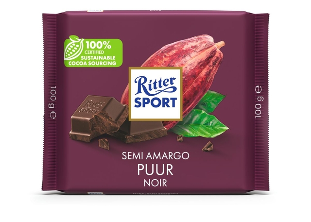 chocolade, donker, semi-amargo, Ritter Sport, cacaosourcing