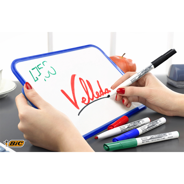 Whiteboardmarker Bic Velleda 1744 rond medium assorti kartonnen etui à 4 stuks