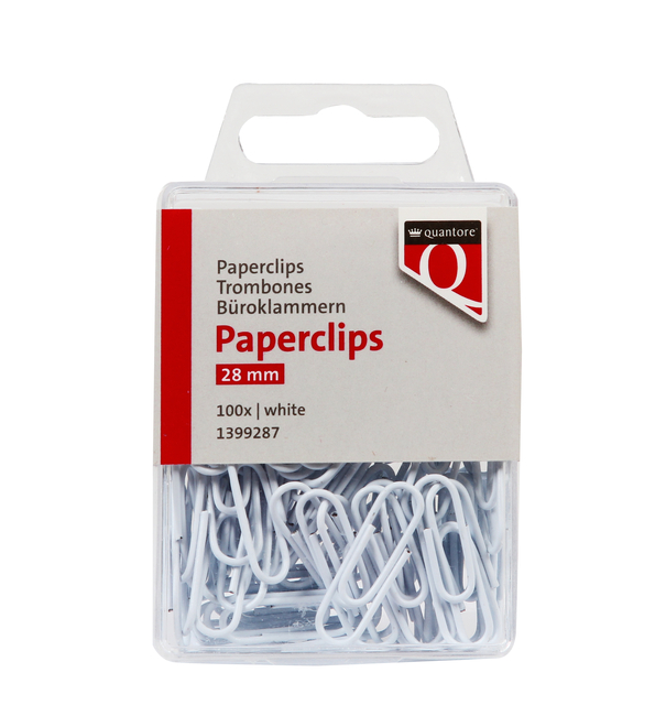 Paperclip Quantore 28mm 100 stuks wit Paperclip Quantore 28mm 100 stuks wit