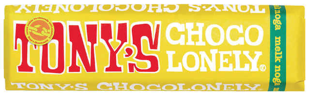 Chocolade Tony's Chocolonely melk noga reep 47gr Chocolade Tony's Chocolonely melk noga reep 47gr