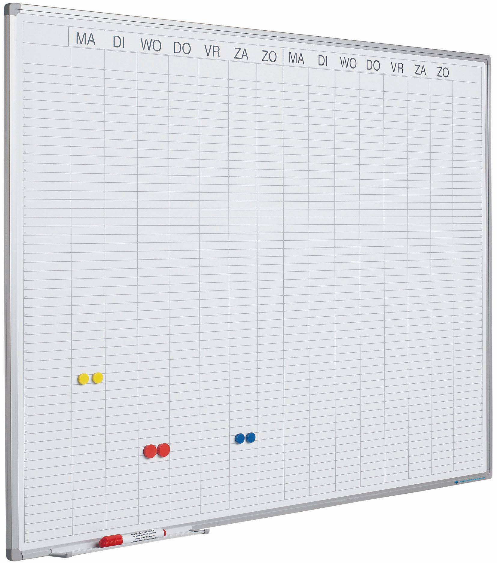 Planbord Softline profiel 8mm Dubbele week, NL incl. dagenstrook - 90x120 cm
