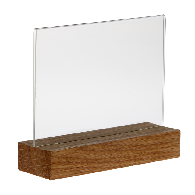 naamplaat, plaat, houten voet, doorzichtige plaat, tabeltop