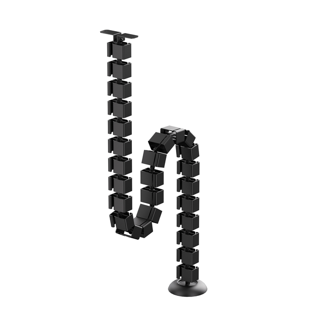 flexibele lamp, gebogen licht, zwarte vierkante elementen, staande lamp, modern ontwerp