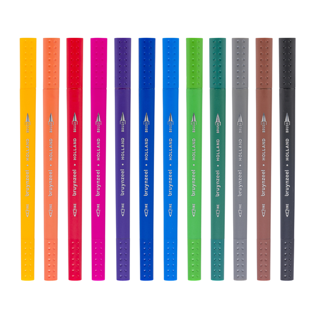 Fineliner Brush pen Bruynzeel Creatives set 12 kleuren